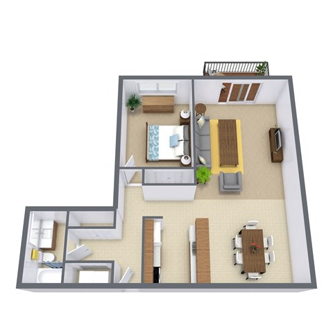 Cedars 4 Apartments | One Bedroom Floor Plan 11A